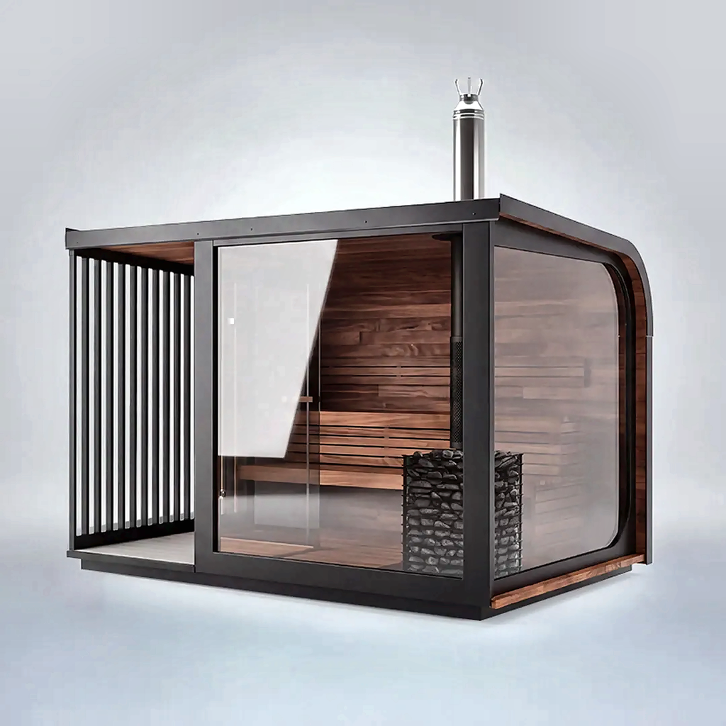 Large Outdoor Sauna with Built-In Shower