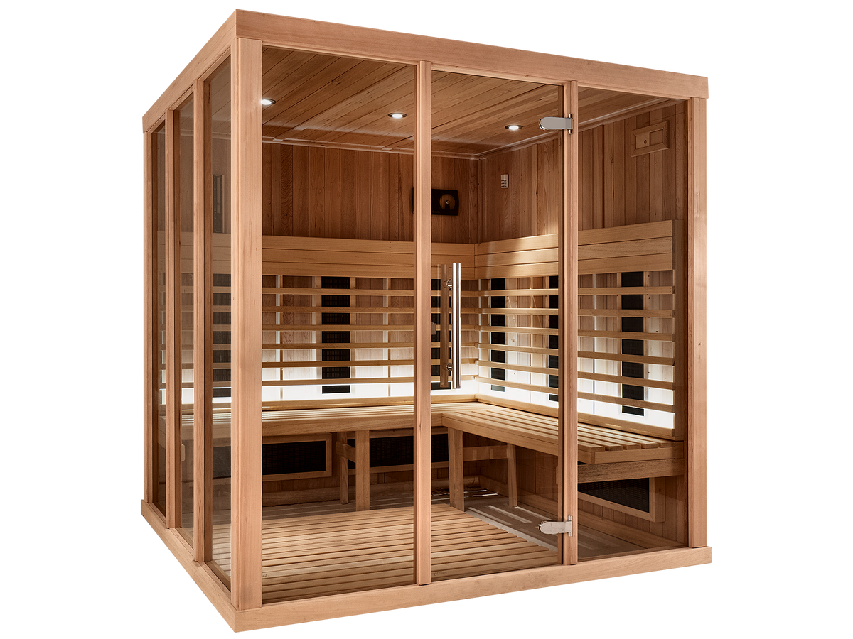 6 Person Square Indoor Infrared Sauna with Parallel Benches