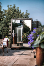 2 Person Compact Outdoor Sauna with Mirror-Glass Facade