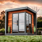 4 Person Premium Corner Outdoor Sauna with Thermo Wood