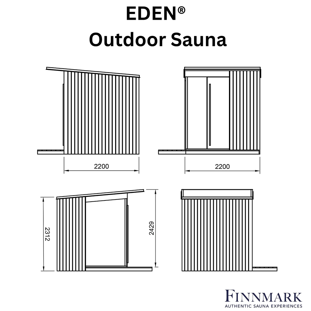 5–6 Person Modern CLT Outdoor Sauna with L-Shaped Benches