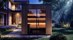 3–4 Person Compact Outdoor Sauna with Panoramic Glazing