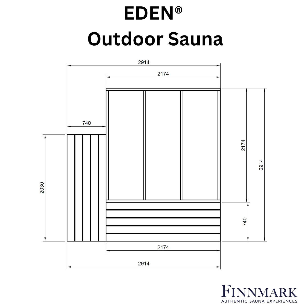 5–6 Person Modern CLT Outdoor Sauna with L-Shaped Benches