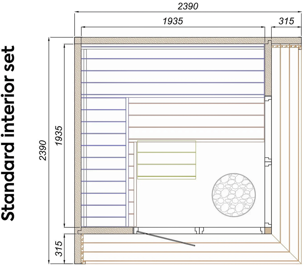4 Person Premium Corner Outdoor Sauna with Thermo Wood