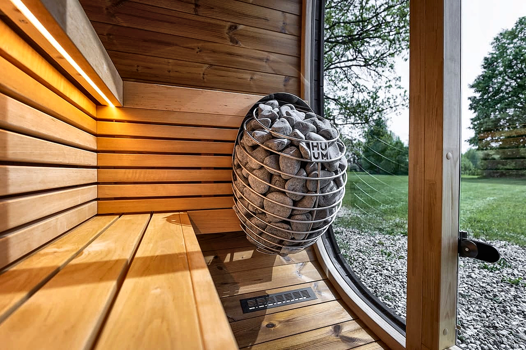 4 Person Black Cube Outdoor Sauna with Wi-Fi Heater Control