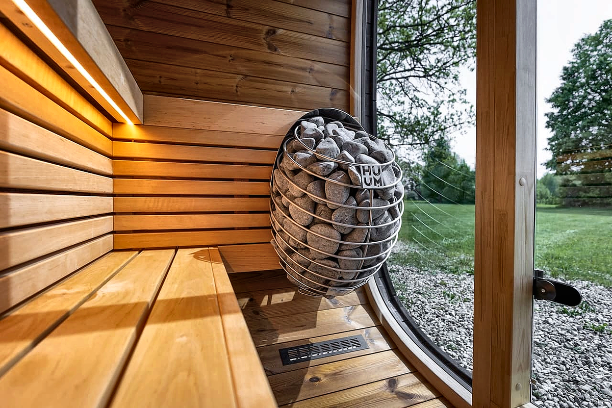 4 Person Black Cube Outdoor Sauna with Wi-Fi Heater Control