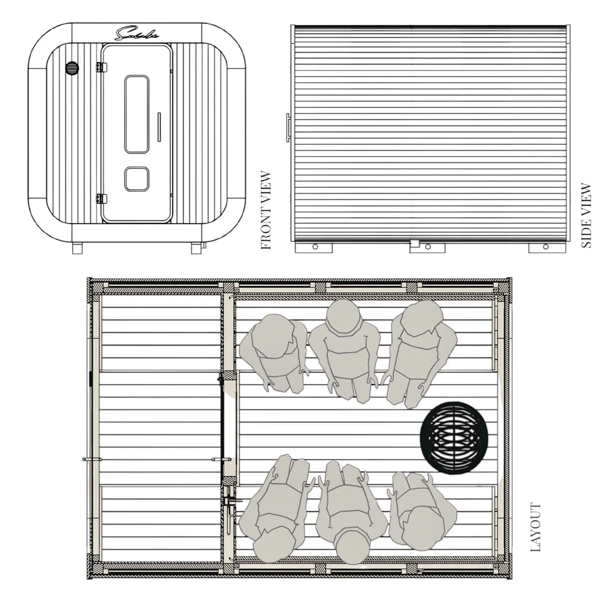 4–6 Person Outdoor Sauna with Changing Room