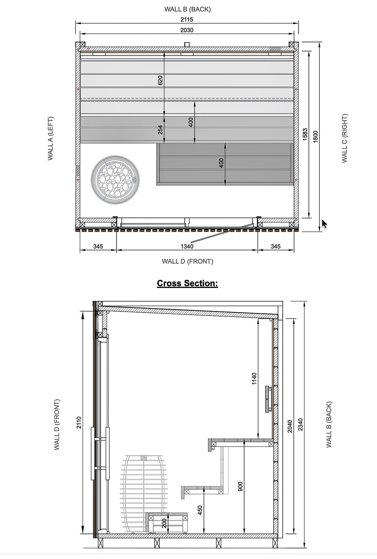 3–4 Person Compact Outdoor Sauna with Panoramic Glazing