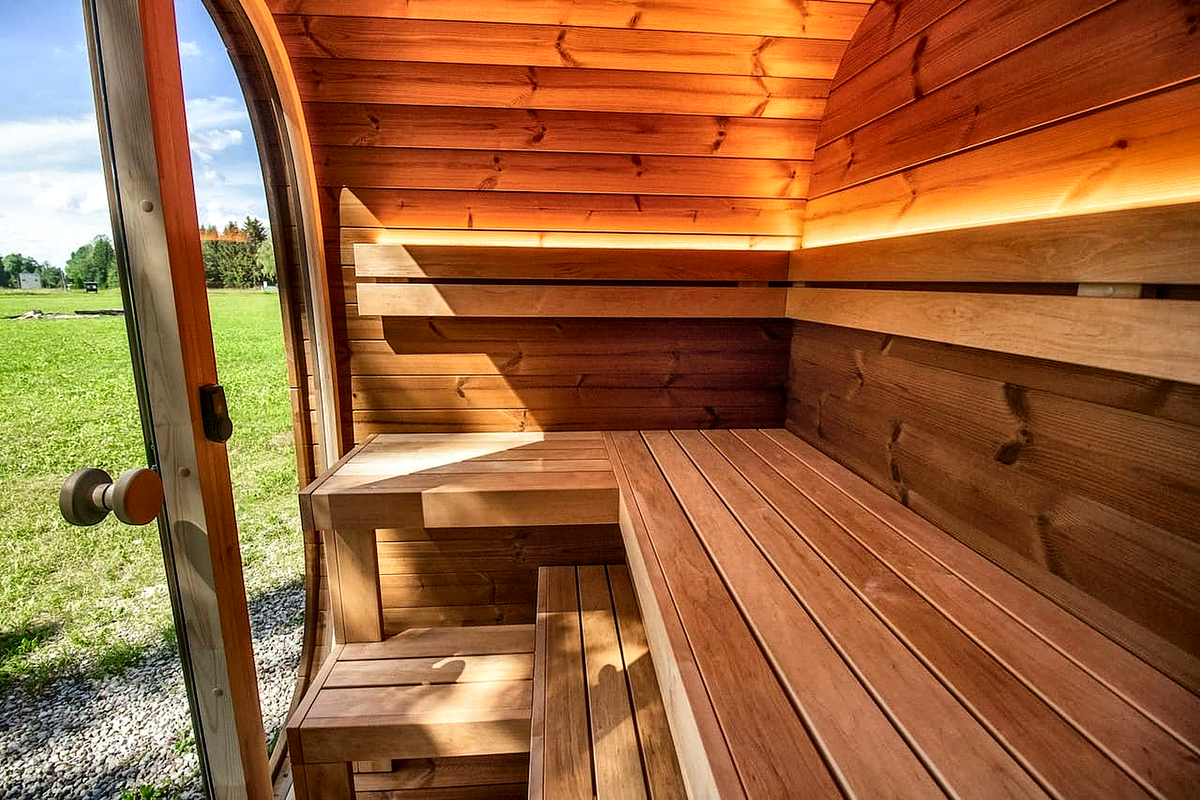4 Person Black Cube Outdoor Sauna with Wi-Fi Heater Control