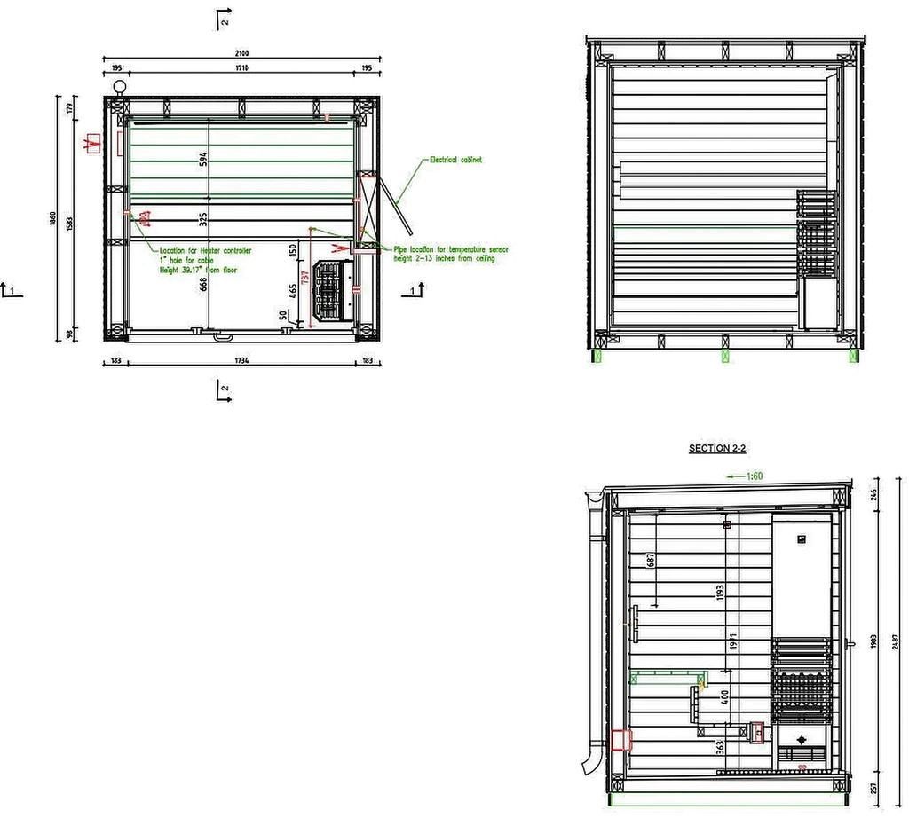 3 Person Compact Thermowood Outdoor Sauna