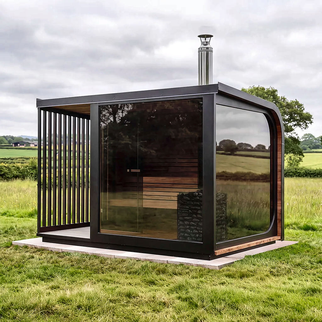 Large Outdoor Sauna with Built-In Shower