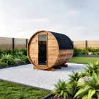 2–4 Person Compact Thermowood Barrel Sauna with Window