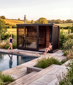 Large Outdoor Sauna with Built-In Shower