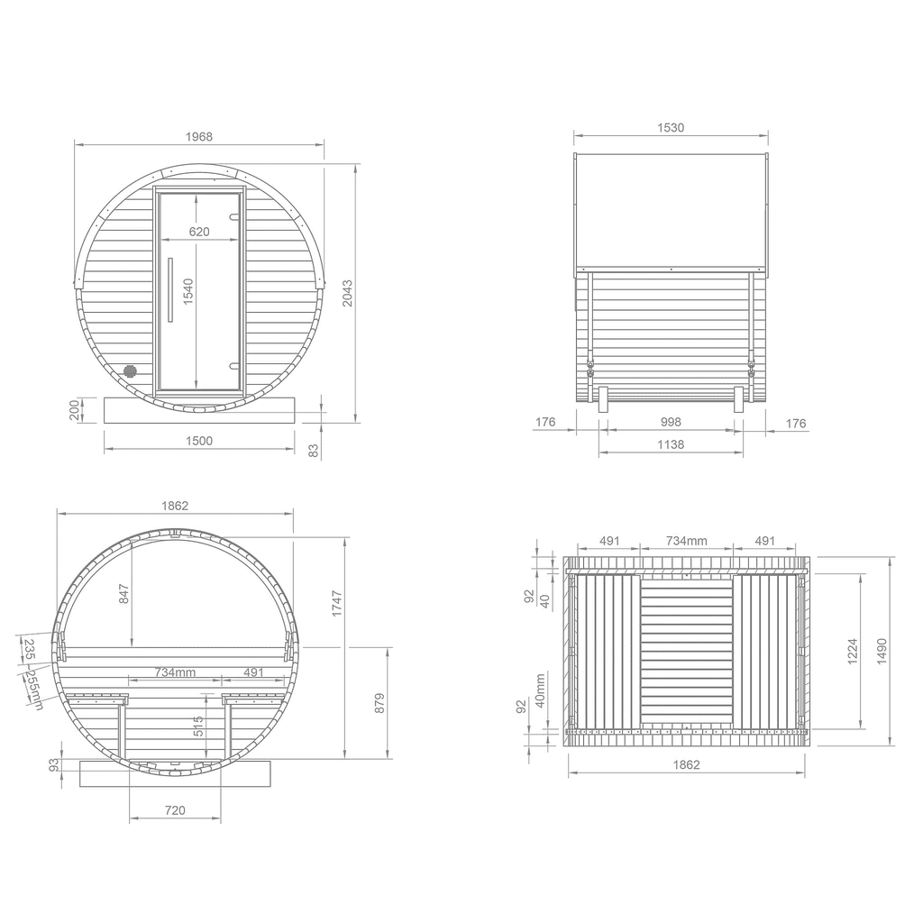 Compact Barrel Sauna by Cartvora — 2 Person Outdoor Sauna