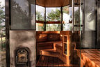 7 Person Panoramic Outdoor Sauna with Changing Room