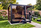 Large Outdoor Sauna with Built-In Shower