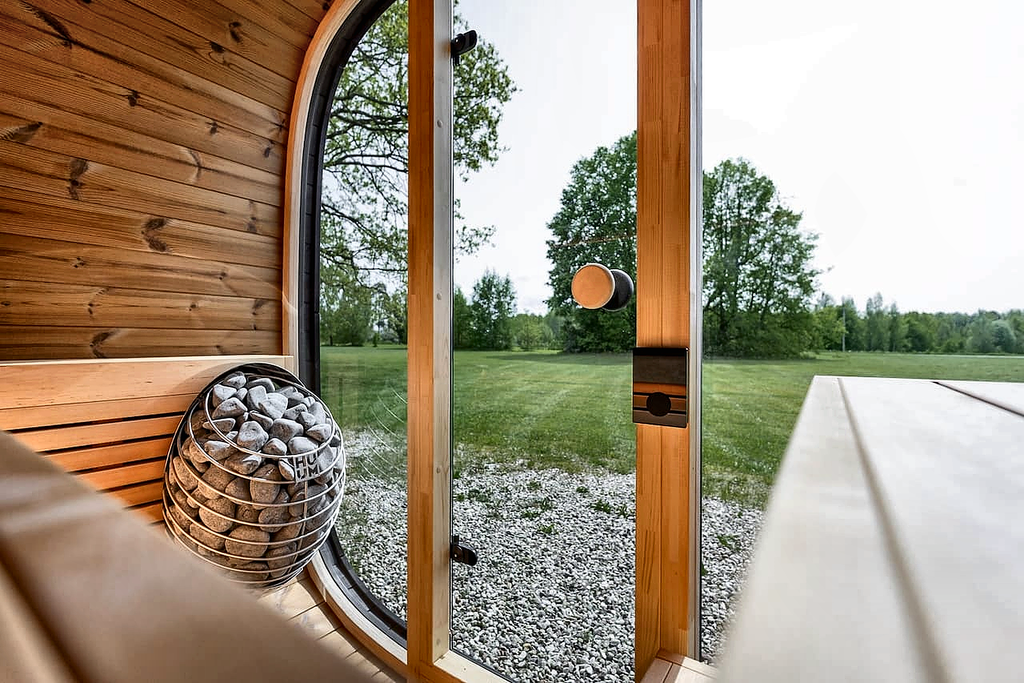 4 Person Black Cube Outdoor Sauna with Wi-Fi Heater Control