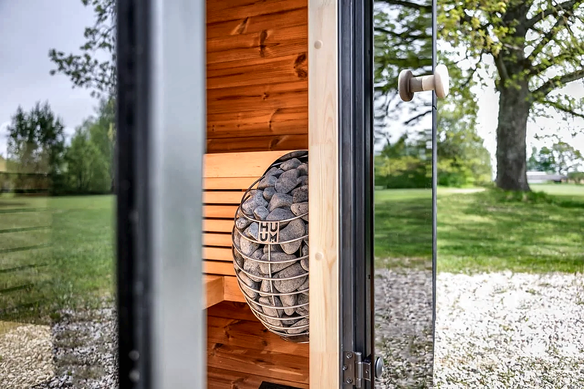 4 Person Black Cube Outdoor Sauna with Wi-Fi Heater Control