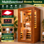 1-Person Far Infrared Home Sauna – Indoor Dry Wood Sauna with Low EMF Carbon Heaters