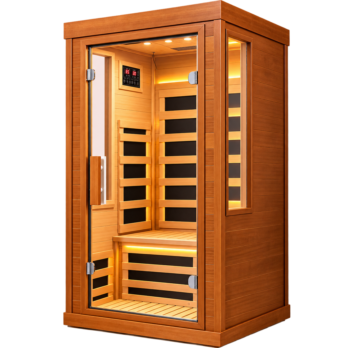1-Person Far Infrared Home Sauna – Indoor Dry Wood Sauna with Low EMF Carbon Heaters