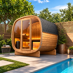 VIRPOL RL-S407 2–4 Person Outdoor Cube Sauna – Solid Hemlock Wood Sauna with 6KW Electric Heater