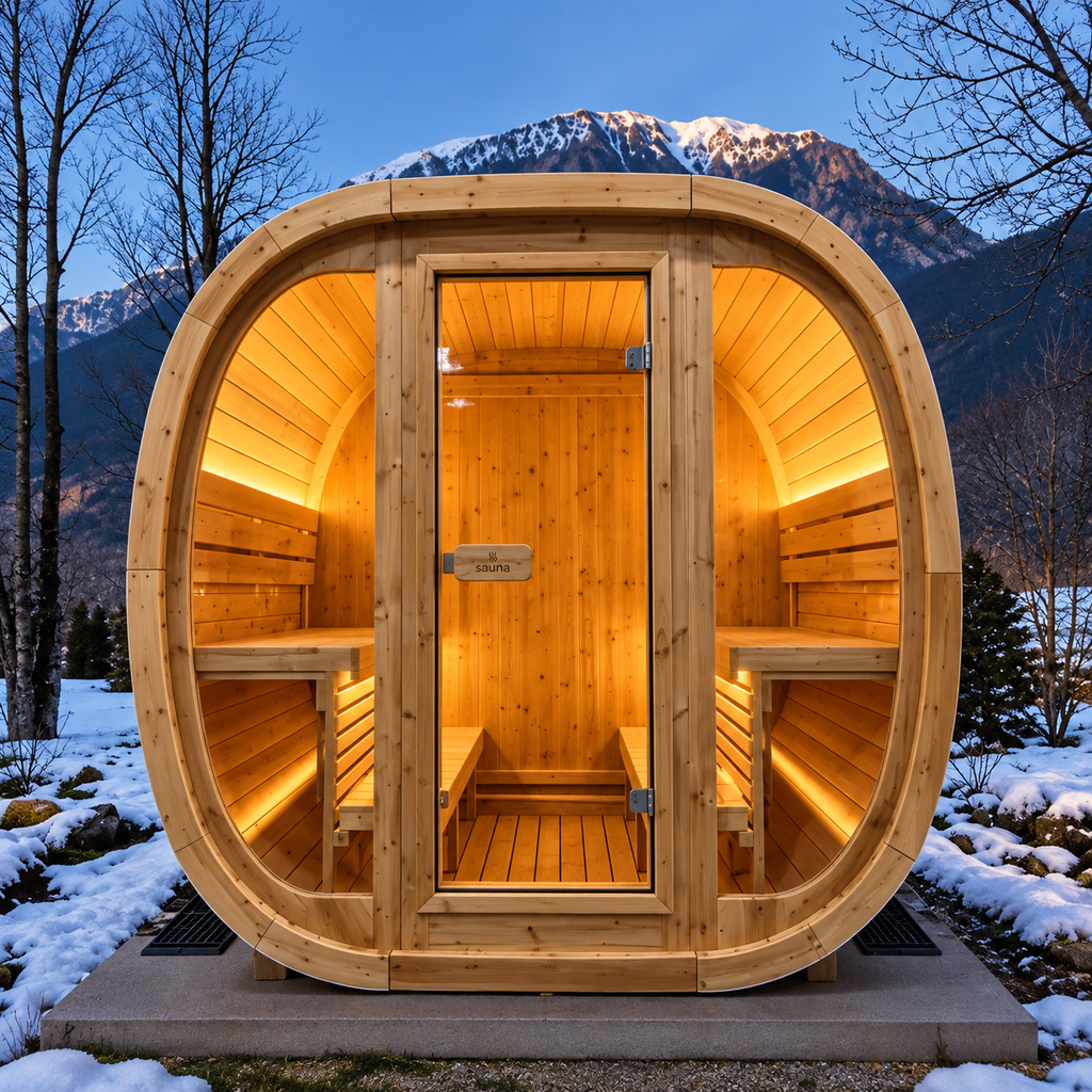 VIRPOL RL-S407 2–4 Person Outdoor Cube Sauna – Solid Hemlock Wood Sauna with 6KW Electric Heater
