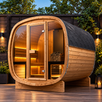 VIRPOL RL-S407 2–4 Person Outdoor Cube Sauna – Solid Hemlock Wood Sauna with 6KW Electric Heater