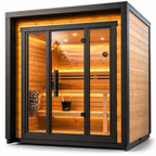 Custom 6-Person Outdoor Cube Sauna – Modern Canadian Hemlock Wood Sauna Room